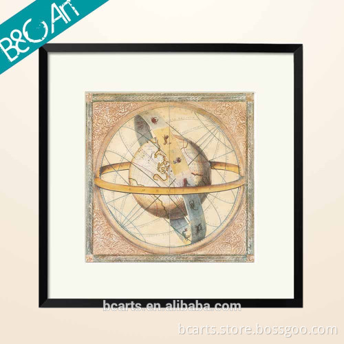 Still life of the world map oil painting on paper